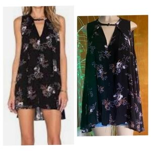 Free People Floral Keyhole Swing Mini Dress